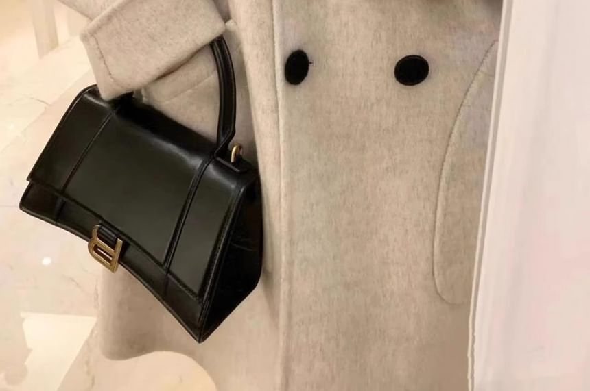 Contrasted Double-Breasted Wool Coat