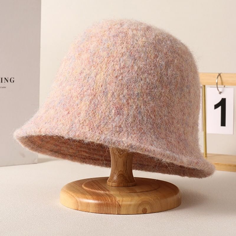 Bucket Hat Knit Fuzzy Plain