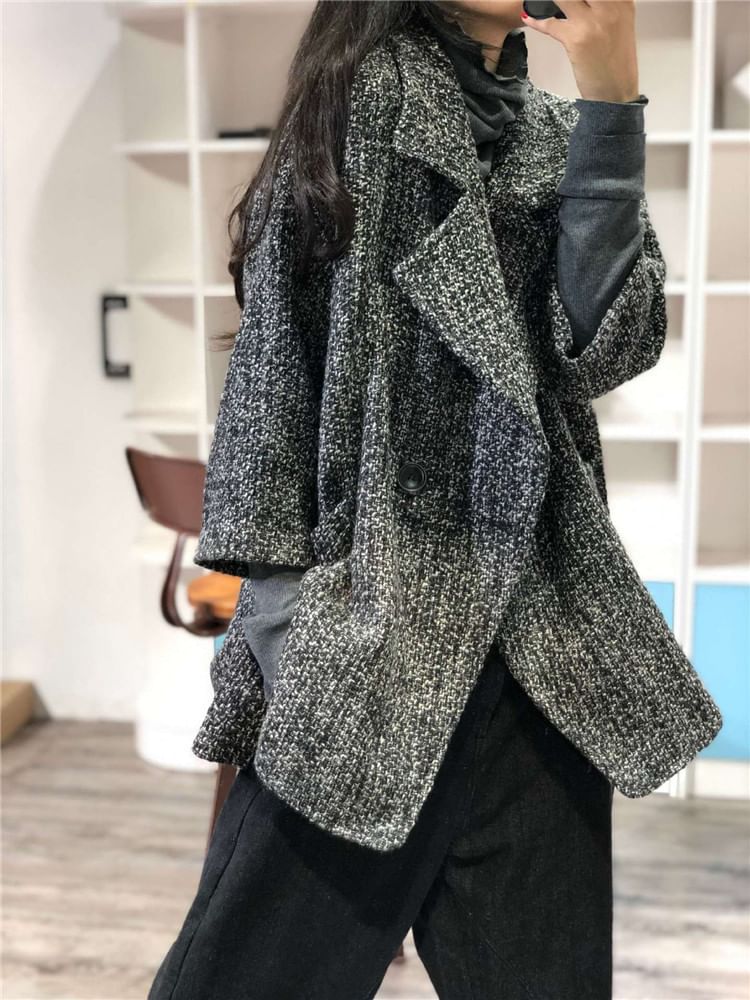 Double Breasted Tweed Coat