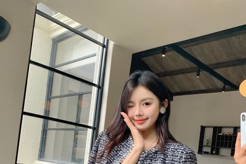 Plaid Tweed Cropped Jacket