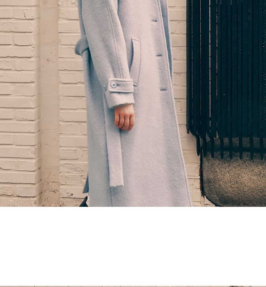 Woolen Mac Coat with Sash (Gray)