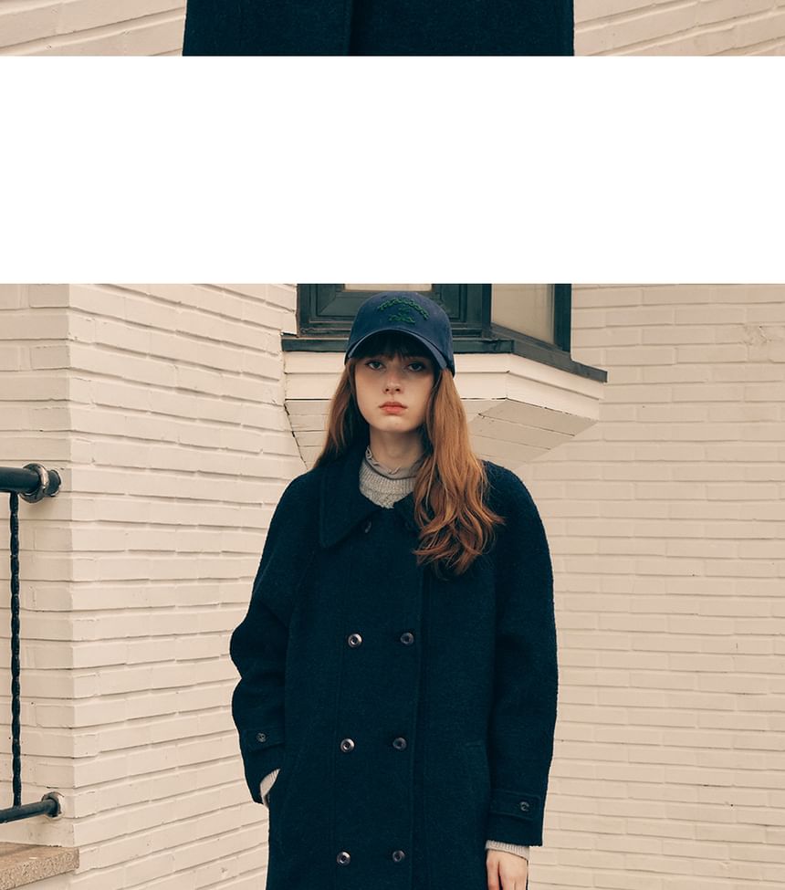 Double-Button Wool Coat (Navy Blue)