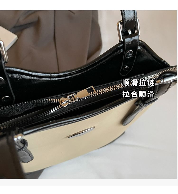 Leather Faux Bag Buckled Tote