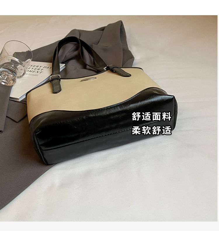 Leather Faux Bag Buckled Tote