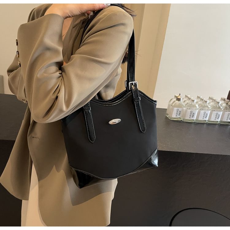 Leather Faux Bag Buckled Tote