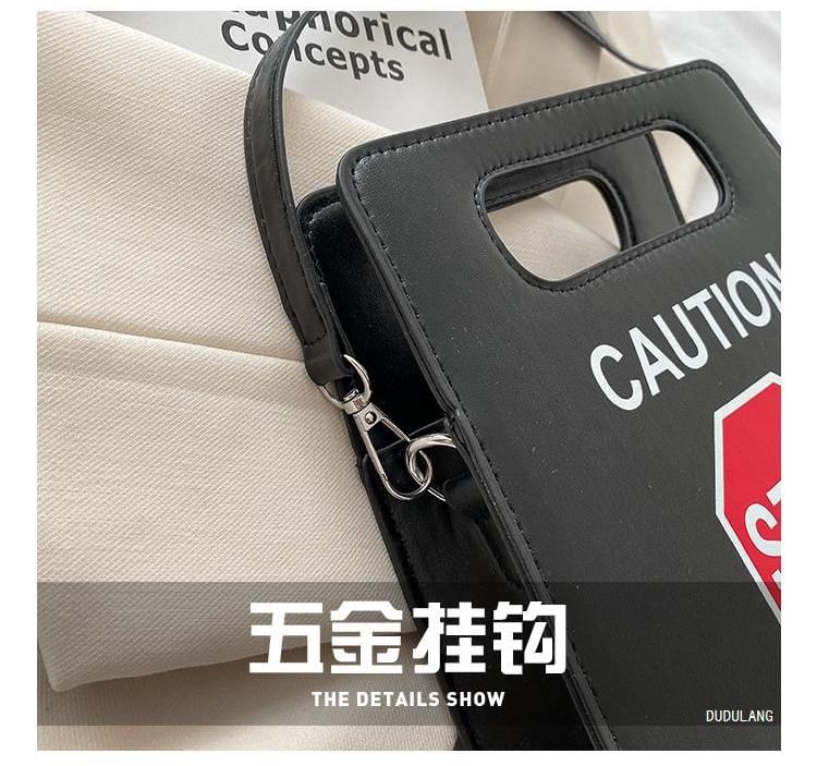 Leather Bag Faux Crossbody Lettering