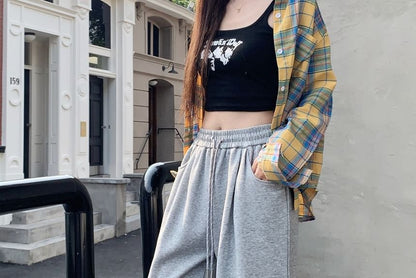 Drawstring Waist Wide Leg Sweatpants