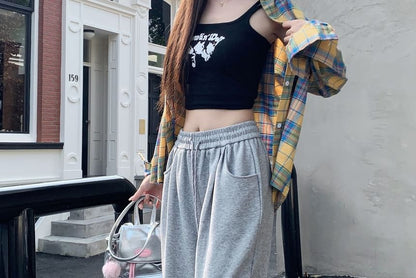 Drawstring Waist Wide Leg Sweatpants