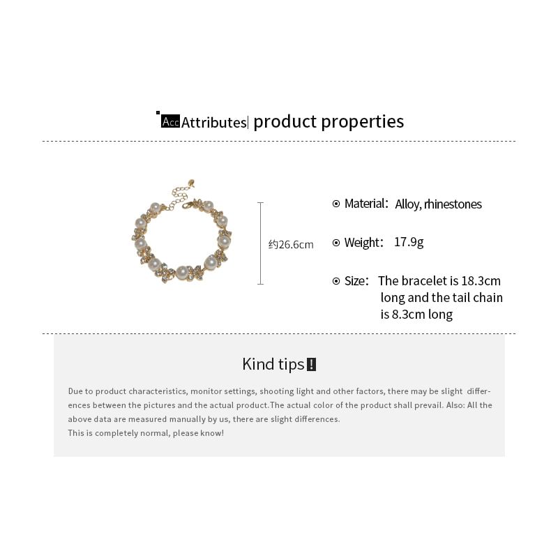 Rhinestone Necklace Drop Faux Bracelet Pearl Floral / Hook Earring