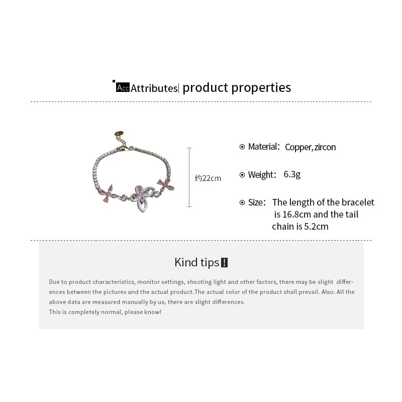 Rhinestone Floral Butterfly Bracelet