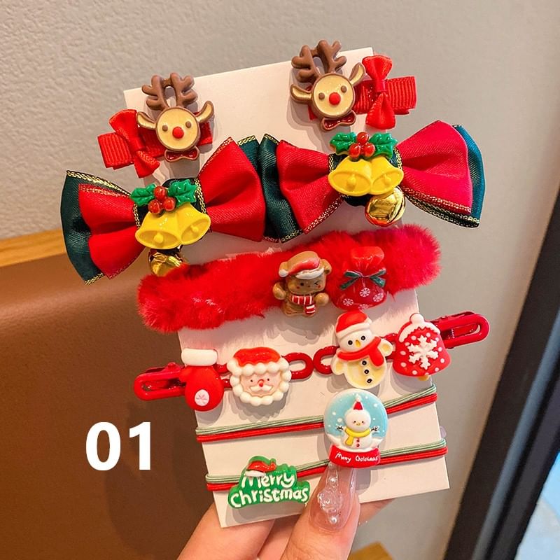 Set of 10: Christmas Cartoon Hair Clip / Hair Tie / Scrunchie