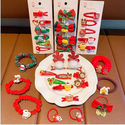 Set of 10: Christmas Cartoon Hair Clip / Hair Tie / Scrunchie