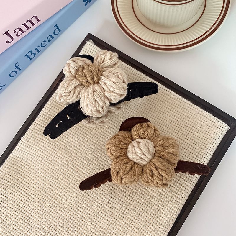 Yarn Flower Hair Claw Clip