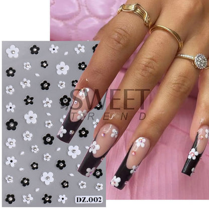 Floral Rhinestone Nail Art Stickers