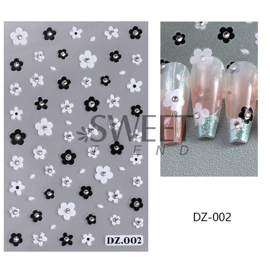 Floral Rhinestone Nail Art Stickers