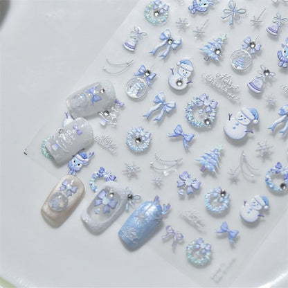 White Christmas Nail Art Stickers