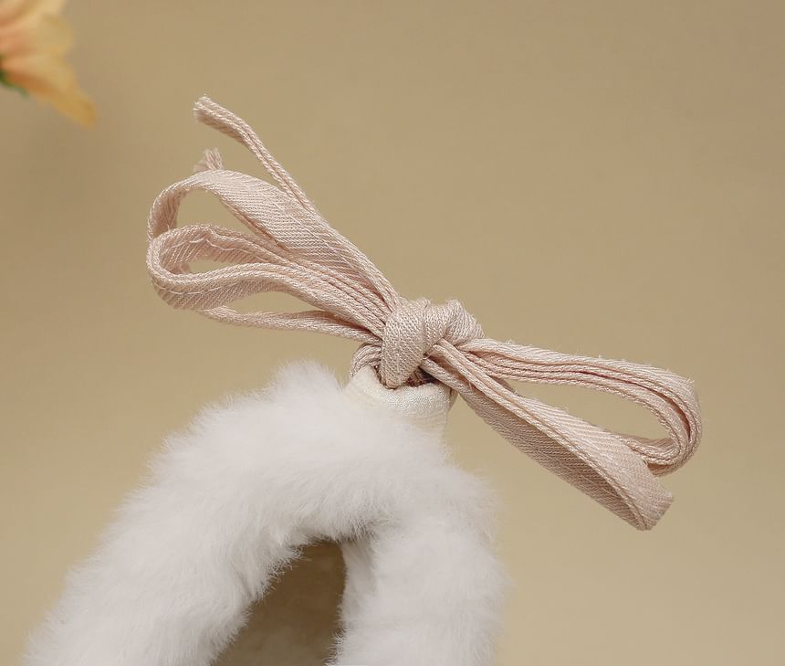 Bow Fleece-Lined Wedge Platform Pumps Heel