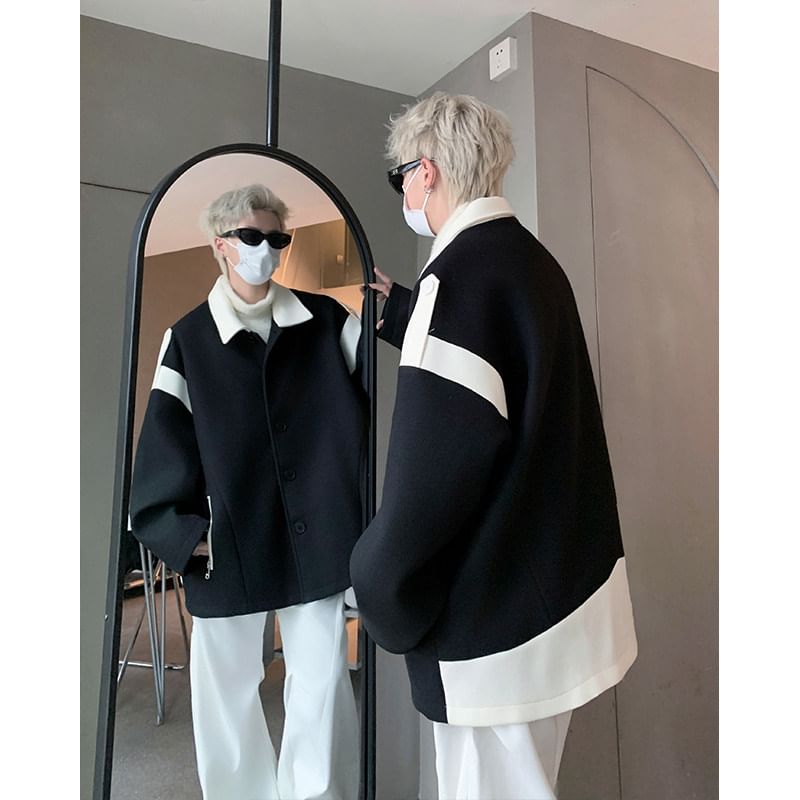 Paneled Button-Up Shirt Jacket