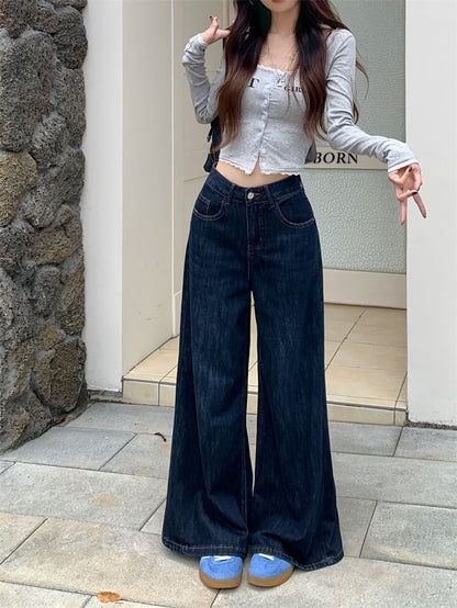 Mid Rise Wide Leg Jeans