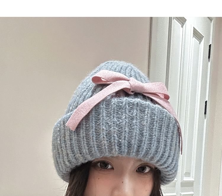 Beanie Ribbed Bow