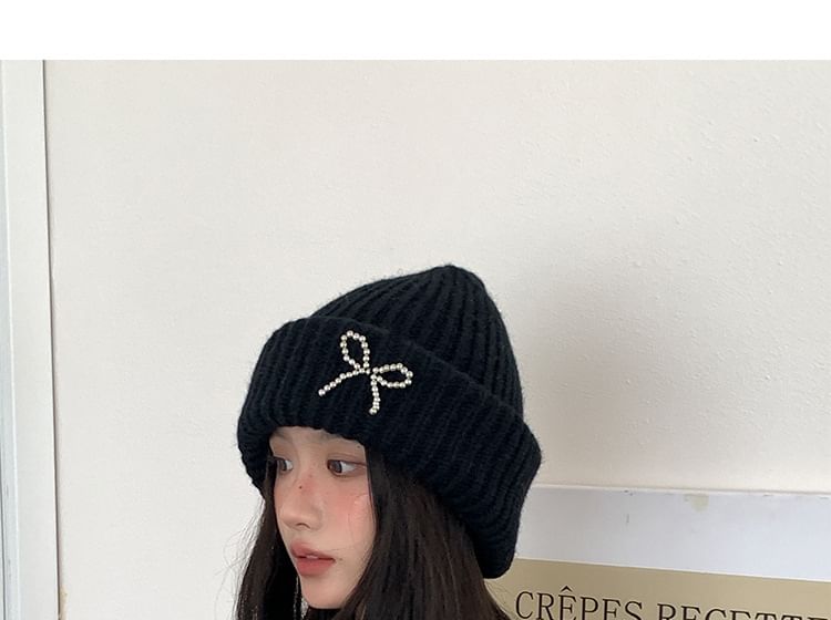 Beaded Bow Beanie