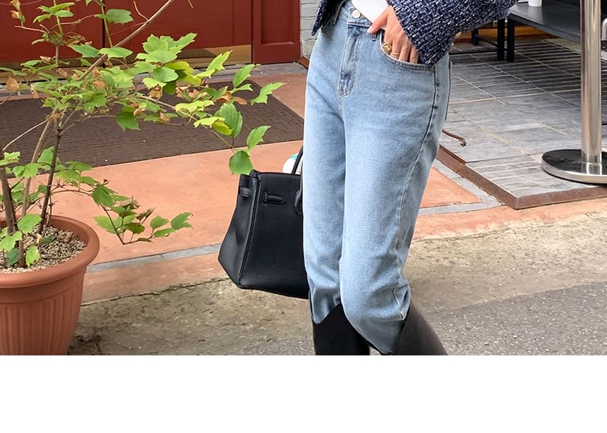 Round Neck Tweed Button Jacket