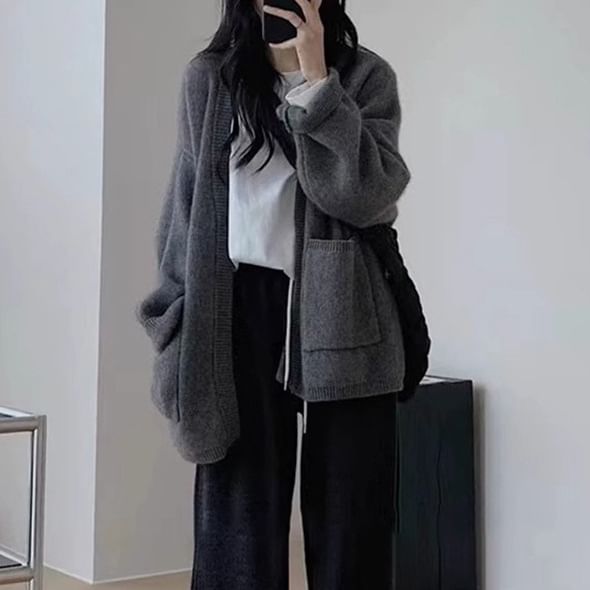 Oversized Open-Front Cardigan