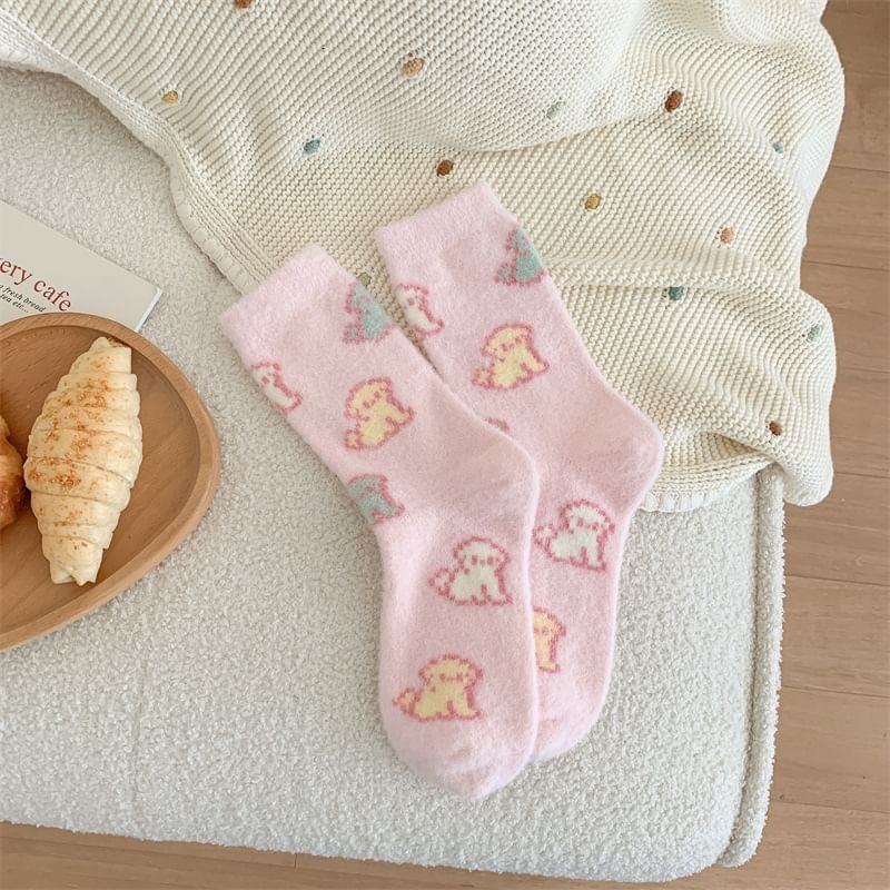 Patterned Fleece Short Socks