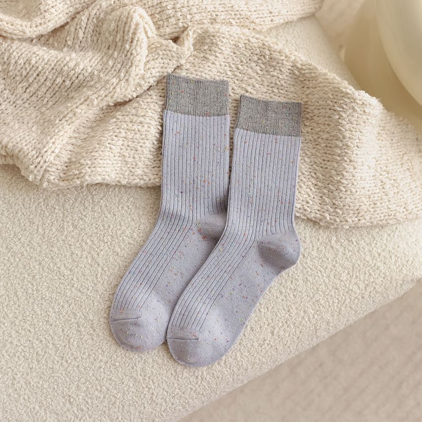 Melange Ribbed Short Socks