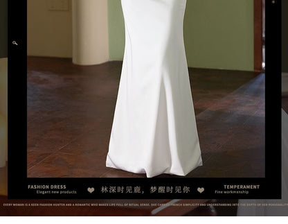 Long-Sleeve Open Back Plain Maxi Mermaid Dress