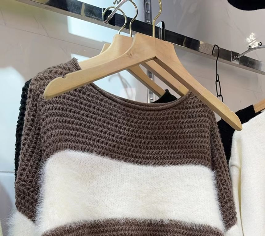 Boatneck Two Tone Sweater