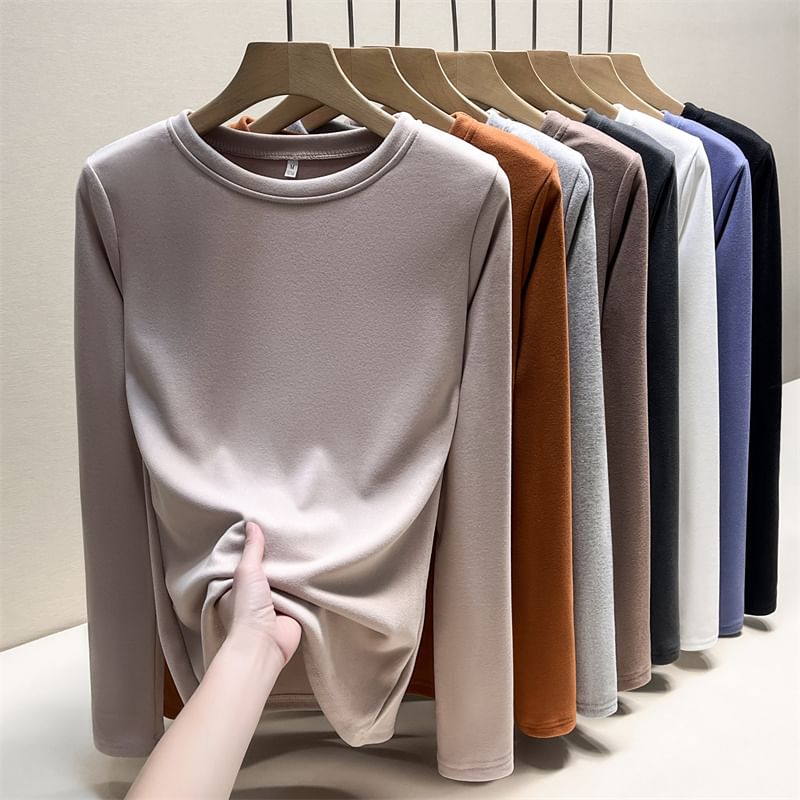 Long Sleeve Round Neck Plain T-Shirt