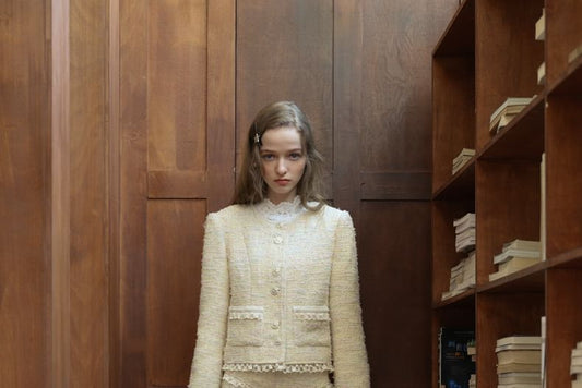 Tweed Button-Up Jacket / Mini Skirt