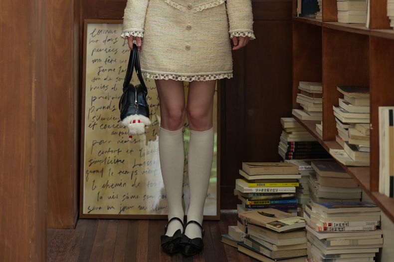 Tweed Button-Up Jacket / Mini Skirt