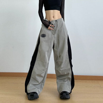 Low Waist Color-Block Loose-Fit Wide-Leg Sweatpants