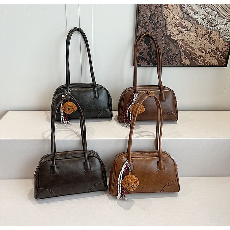 Bag Charm Bowler Set Leather / Washed Faux