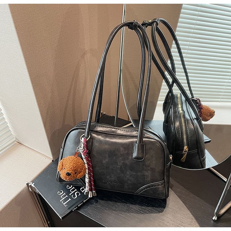 Bag Charm Bowler Set Leather / Washed Faux