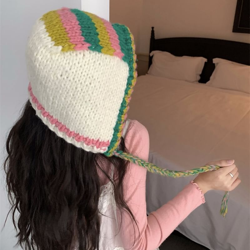 Color Block Knit Balaclava