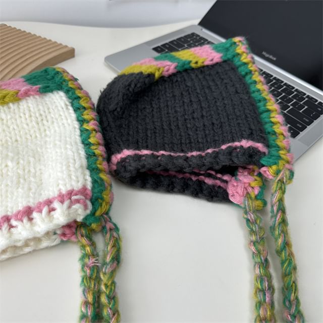 Color Block Knit Balaclava