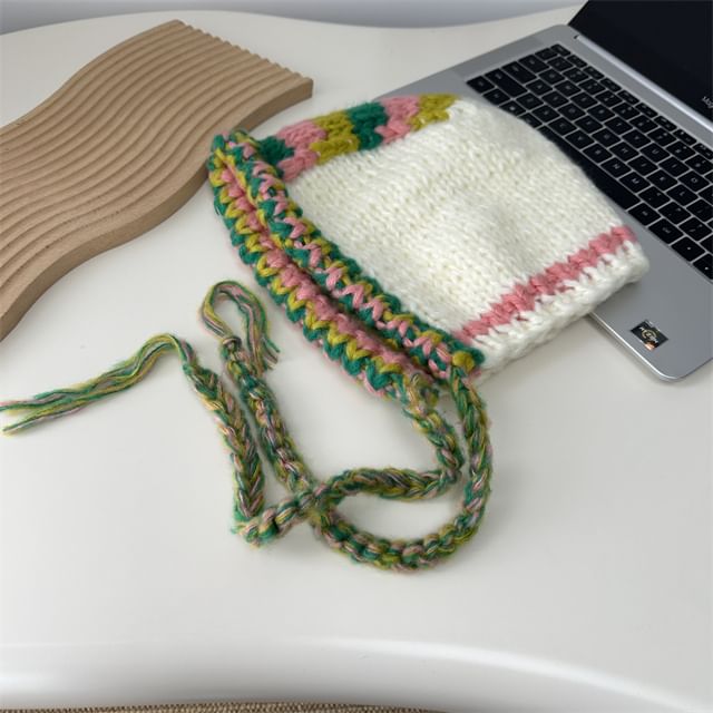 Color Block Knit Balaclava