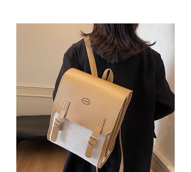 Two Backpack Tone Buckled Flap