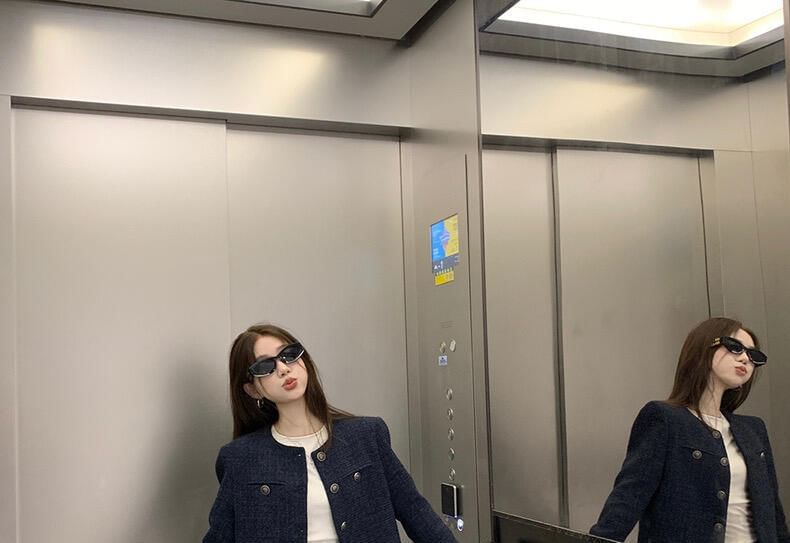 Round Neck Tweed Button Up Cropped Jacket