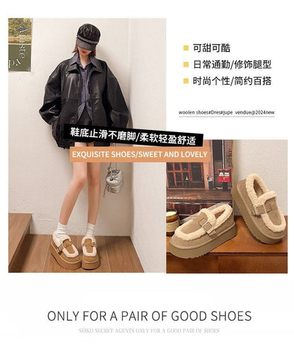 Platform Fleece Lined Loafers