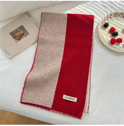 Two-Tone Label Applique Scarf