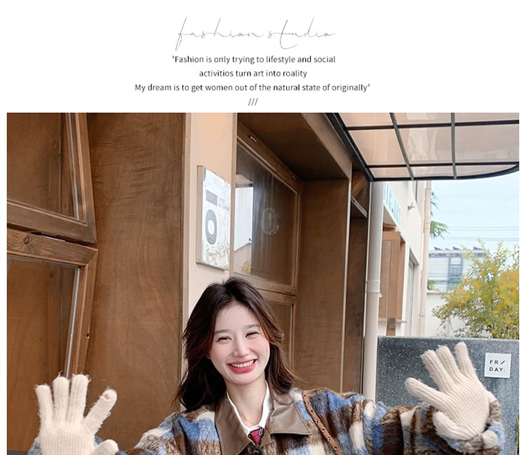 Collared Plaid Button-Up Jacket