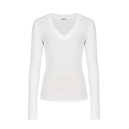 Long-Sleeve V-Neck Plain T-Shirt