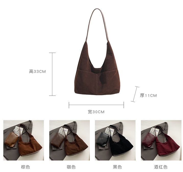 Panel Faux Suede Tote Bag