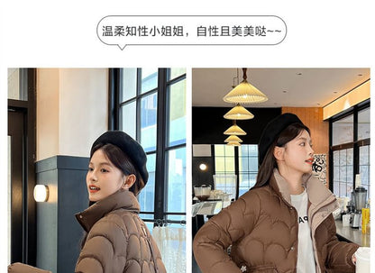 Mock Neck Zip-Up Puffer Jacket