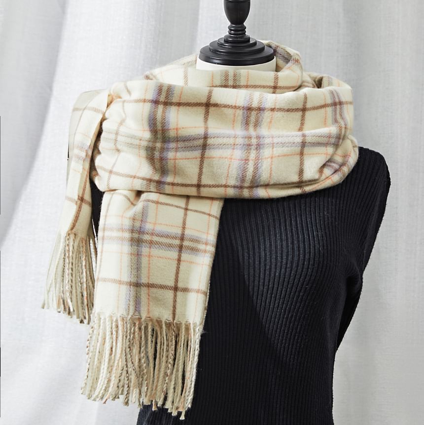 Scarf Plaid Fringe