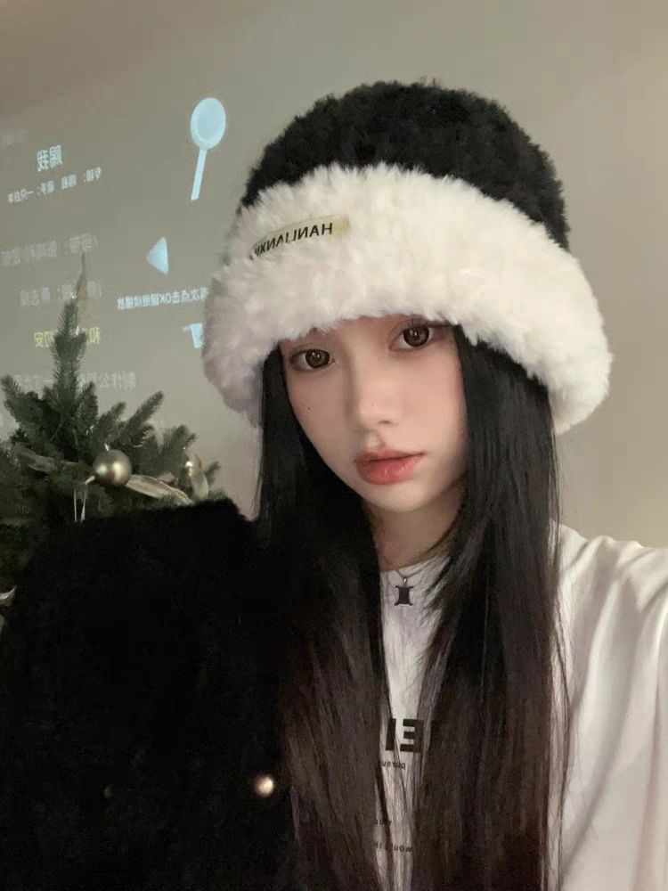 / Plain Fluffy Beanie Knit Cable